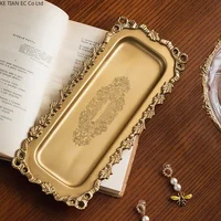 European style luxury brass storage tray Aromatherapy candles perfume storage tray High end bedroom dressing table jewelry dish 1