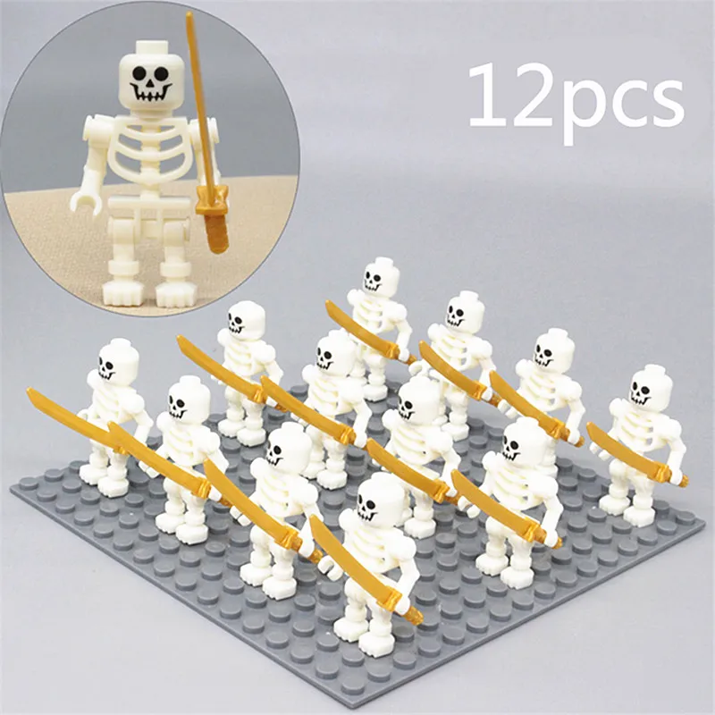 moc middle age figures building blocks toys for children gifts medieval witch farmer blacksmith soldier elderly bricks accessory Medieval Castle Knight Soldier Warriors Skeletons Model Building Blocks Strong Orcs Figures Collection Toy for Children Gifts