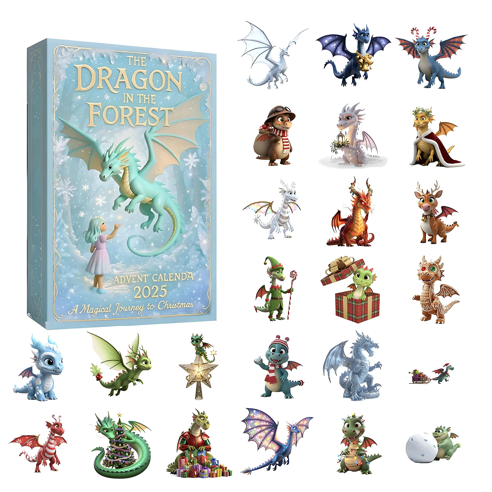 Magical Dragon Advent Calendars Animal Set Magical Dragon Hanging Pendant Xmas Countdown Calendar Christmas Tree Decor Navidad