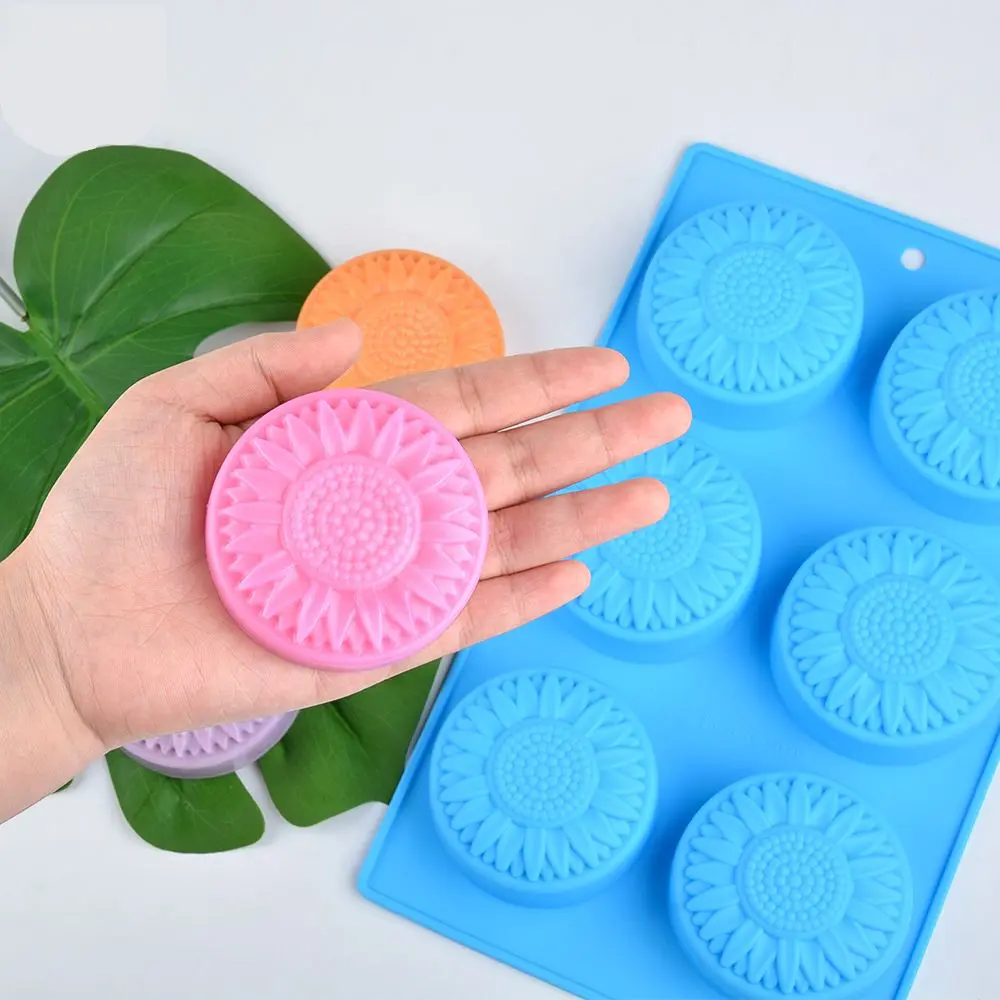 6 Cavities Creative Flower Shaped Silicone DIY Handmade Soap Mold Fondant Cake Decorating Candle Mold Pudding Candy