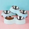 Stainless Steel Double Pet Bowl Wheat Straw Base Dog Cats Feeder Cat Puppy Feeding Food Water Container Dispenser Pet Supplies 6