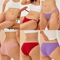 FINETOO 3 pièces/ensemble femmes coton culottes femmes Sexy taille basse slips femme respirant sous-vêtements bouton conception motif doux Lingerie 2