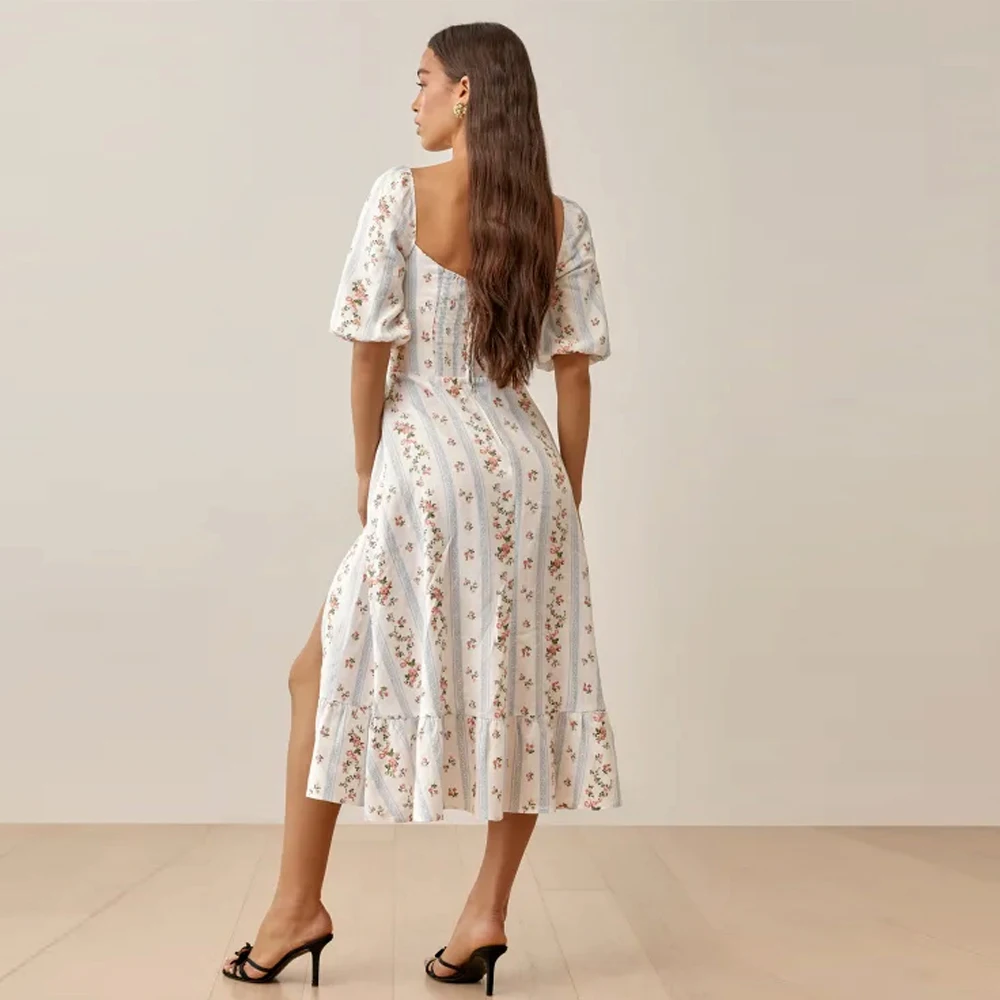 Flower Print Sexy Dress For Women 2023 High Split Elegant Off Shoulder Long Dresses Backless Summer Dress Vestidos - AliExpress 