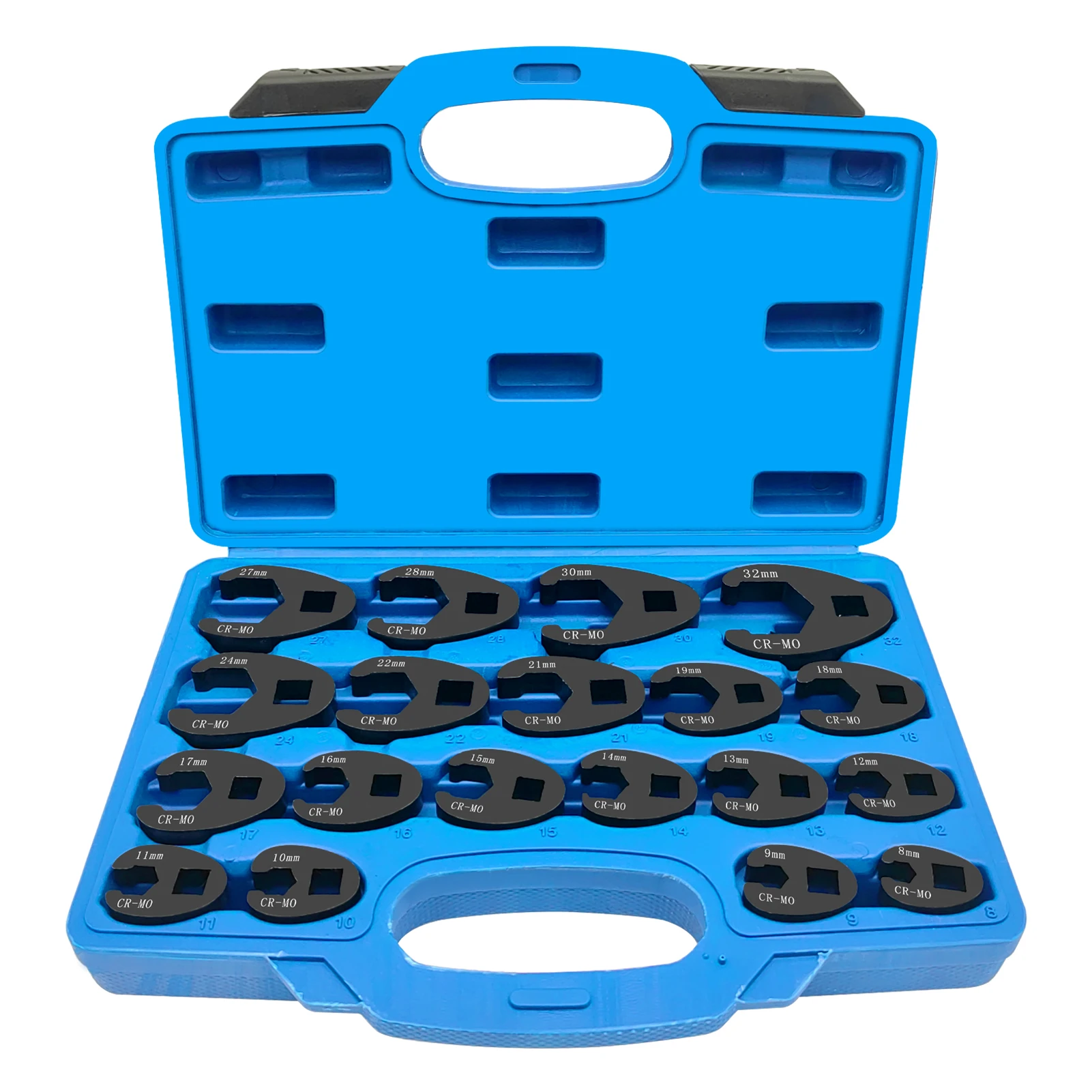 19pcs Metric Tool 8 to 32 mm Flare Nut Wrench Set 3/8'' and 1/2''  Drive Crowfoot Flare Nut Wrench Set
