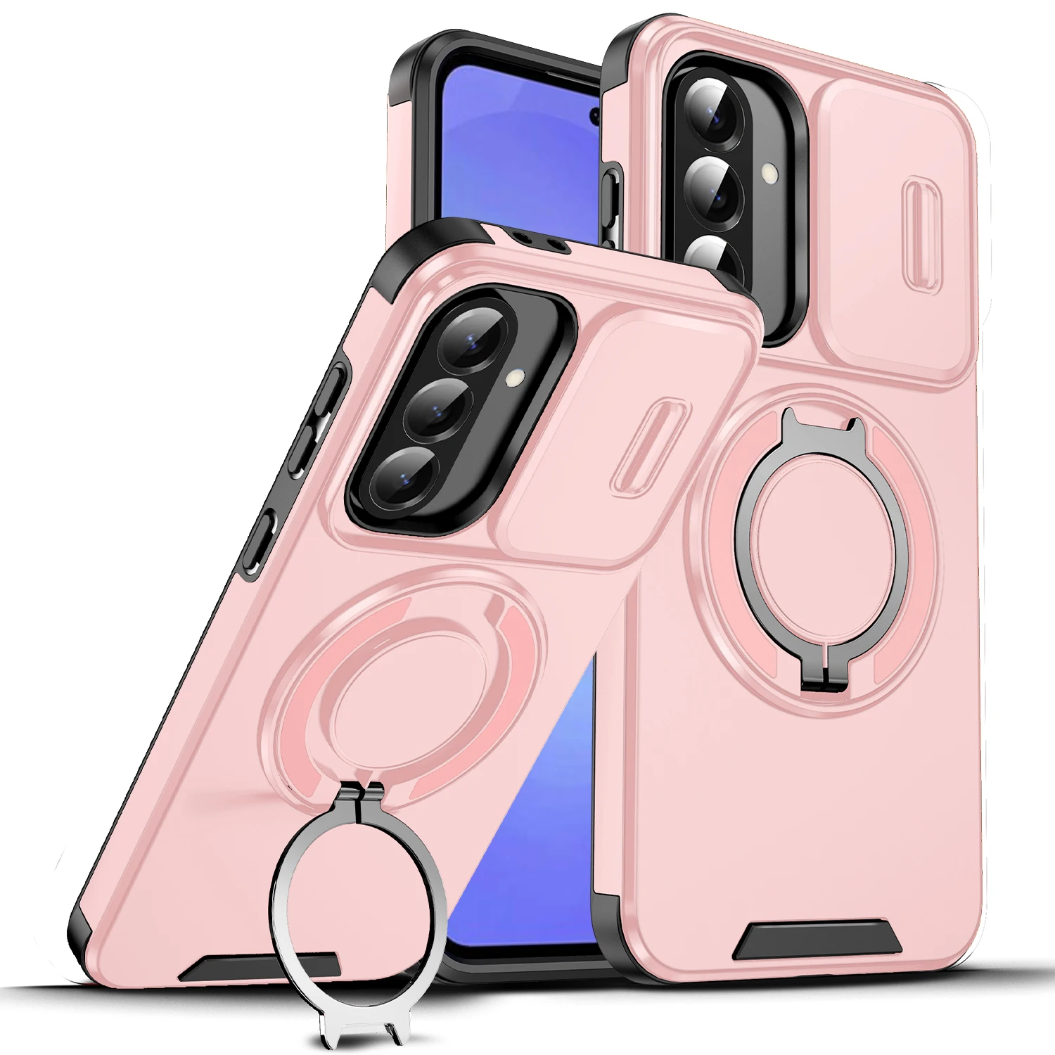 Magnetic Armor Phone Case with Slide Lens Protection