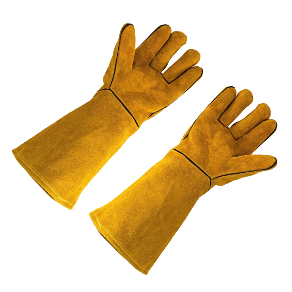 Cowhide Flame-retardant Welding Work Gloves Heat-proof Metal Welding Protector Yellow Gloves Soldering Welding Gloves Tools 4