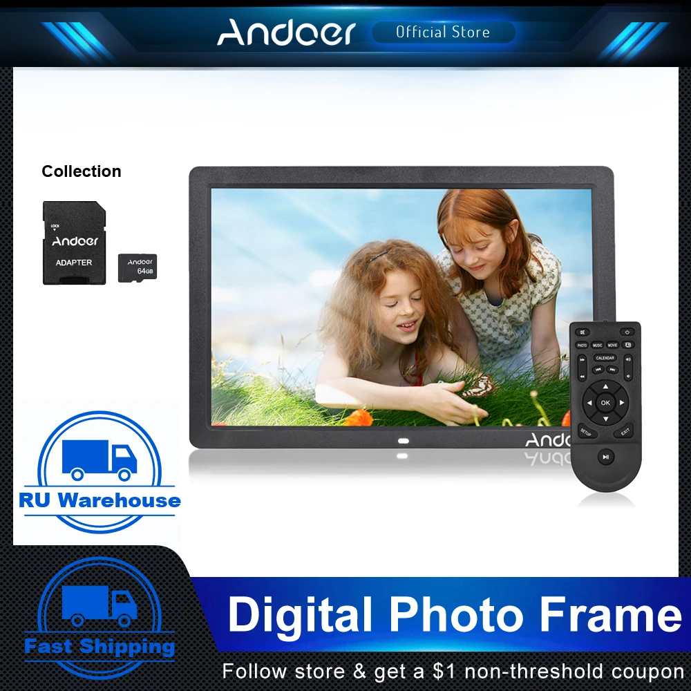 AndoerDigitalPictureFrame17inchLEDDigitalPhotoFrame1080PVideo
