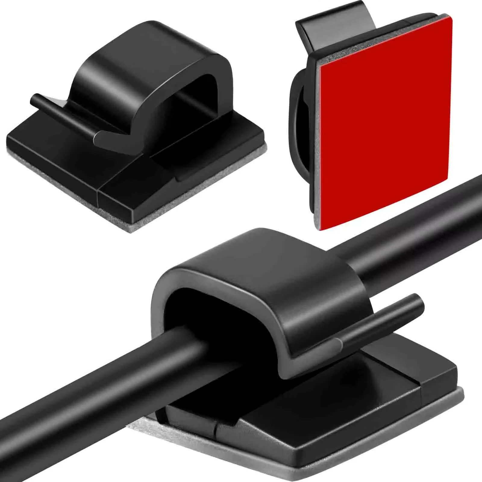 Multi-Pack Cable Organizer Clips for Effective Wire Management - Adhesive Desk Clamps for Home or Office Use