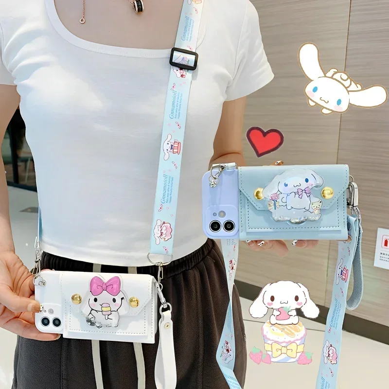 

Kawaii Sanrio Cinnamoroll Samsung S23ultra мобильный телефон чехол с держателем для карт аниме защитный чехол для Samsung A71 A52 Note20ultra