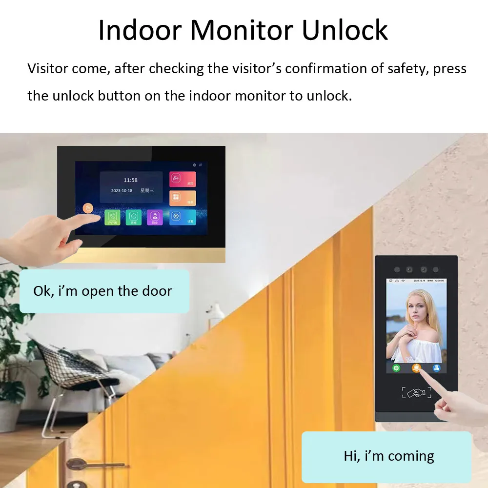 Tuya APP Mobile Remote Control Face Recognition Wired IP Video Doorphone System For Apartment Building Villa Office VF-DB10T