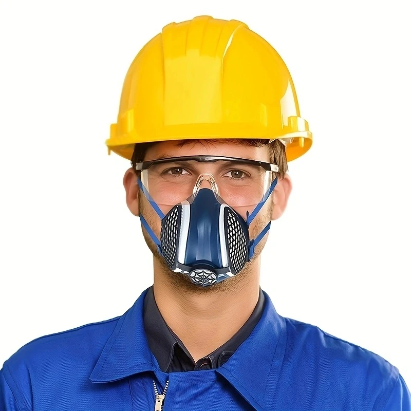 Demi-masque respiratoire silicone avec filtres réutilisables, protection poussière peinture