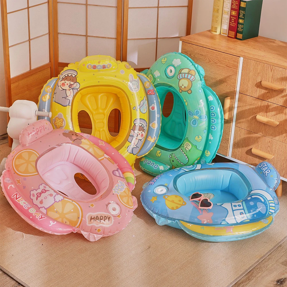 Baby Swimming Rings Inflatable Infant Seat Swim Circle Kids Float Swimming Pool Water Toys Pattern Double Handle Safety Seat