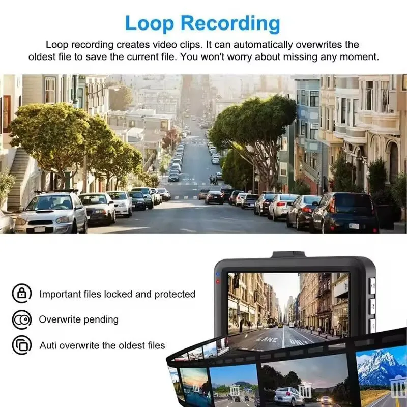 1080P Ultra-Wide-Angle High-Definition Car Recorder Night Vision Cycle Recording G-sensor DVR Suitable For All Models