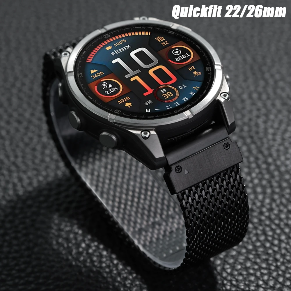 Premium QuickFit Milanese Loop Strap - Stainless Steel Magnetic Band, 22/26mm