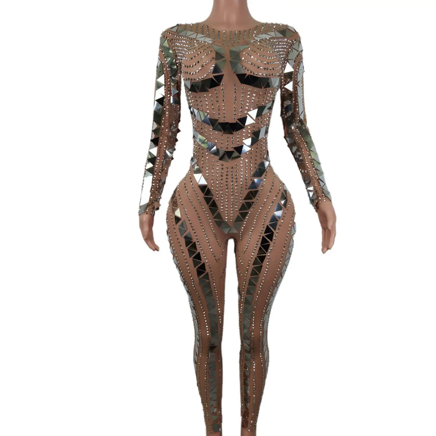 

Fashion Sparkle Rhinestone Women Bodysuits Nightclub Party Show Clothing Ladies Bodycon Sequins Jumpsuits Sexy Diamond Leotards