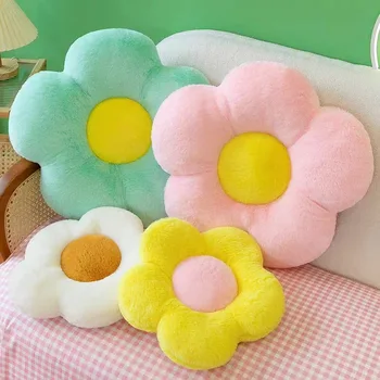 Coussin en tissu de forme circulaire à fleurs, avec sieste douce, pour bureau, salle de classe, chaise, canapé, chambre à coucher, sol d'hiver épais 1