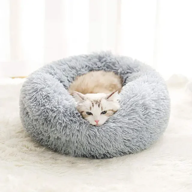 Cat Nest Round Soft Shaggy Mat for Kittens Chihuahua Indoor Dog Cat Bed Pet Supplies Removable Machine Washable Pillow Bed 4