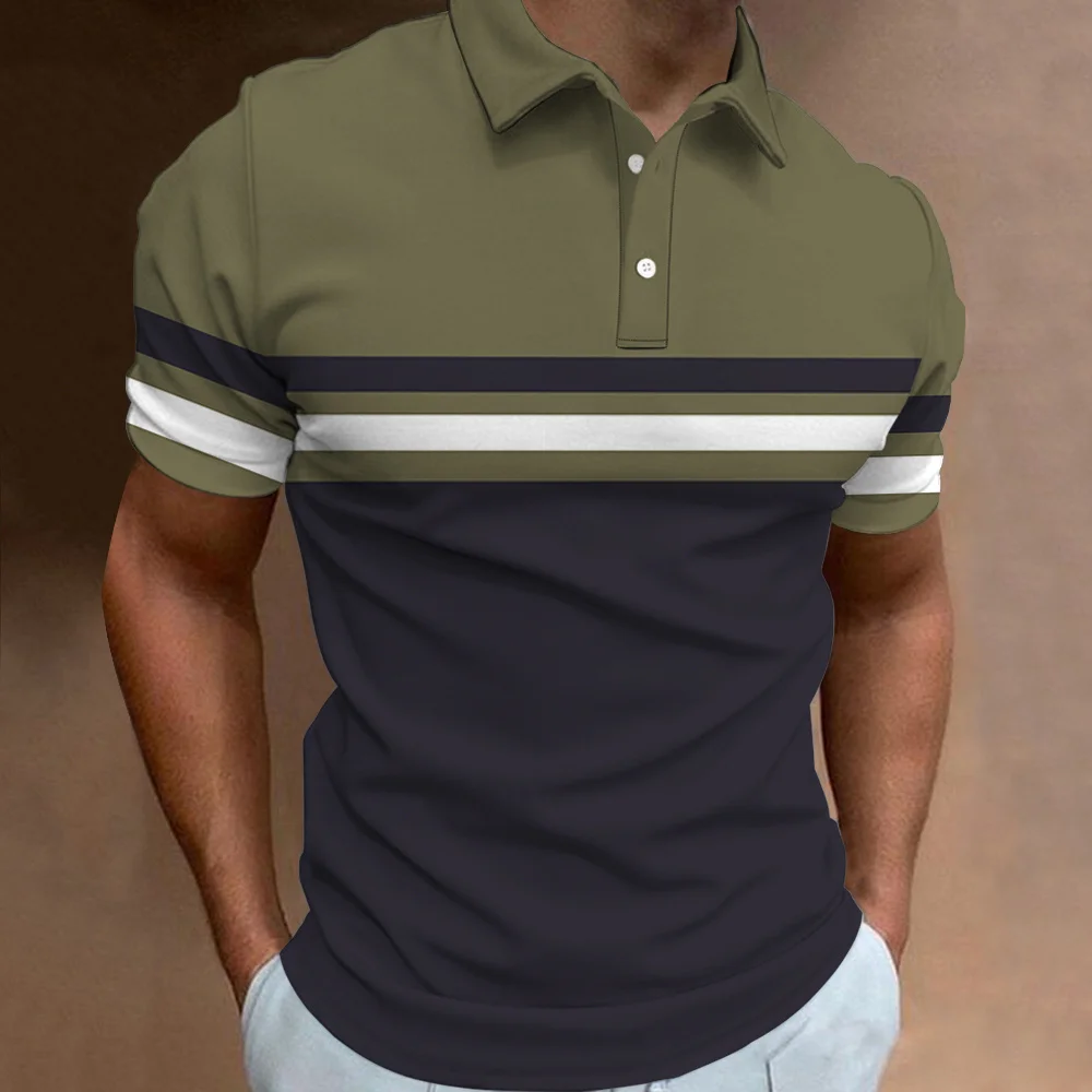 

New Business Short Sleeve T-Shirt Plaid Men Polo Shirt Mesh Breathable Lapel Casual Top T-Shirt Summer Fashion Men's T-Shirt