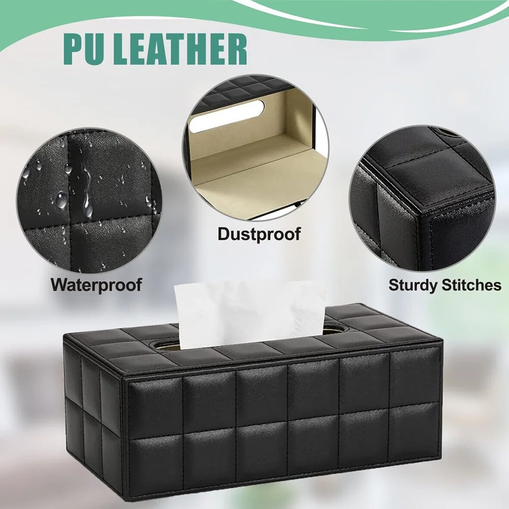 

PU Leather Box Cover Paper Napkin Holder Cases Decor Home Office Car Hotel Multifunctional Storage Box Household Merchandises