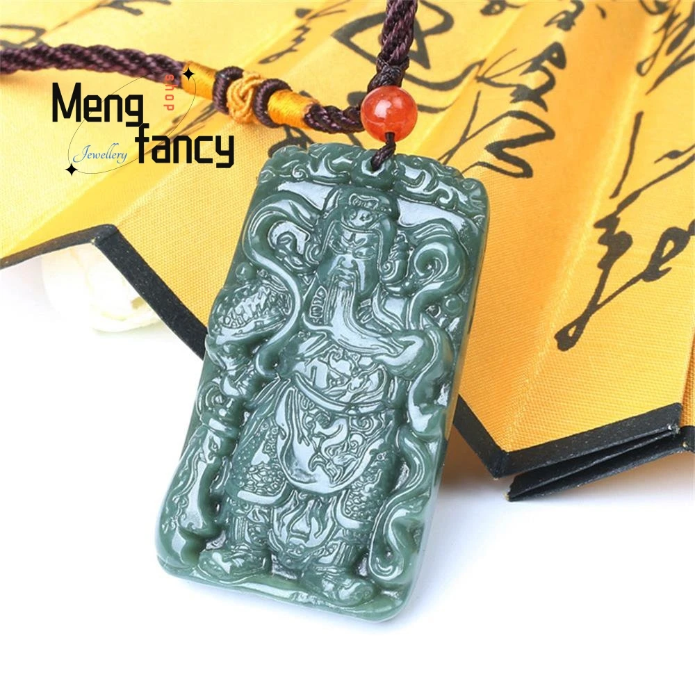 Natural Hetian Green Jade War God Guan Gong Pendant Simple Exquisite  Fashion Couple Jewelry Best Selling Handicraft Holiday Gift - AliExpress