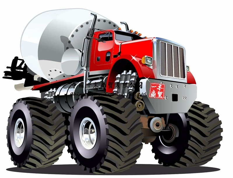 Moster Truck Betoniera Big Red Boys Mens Wall Graphic Decal Sticker Man Cave