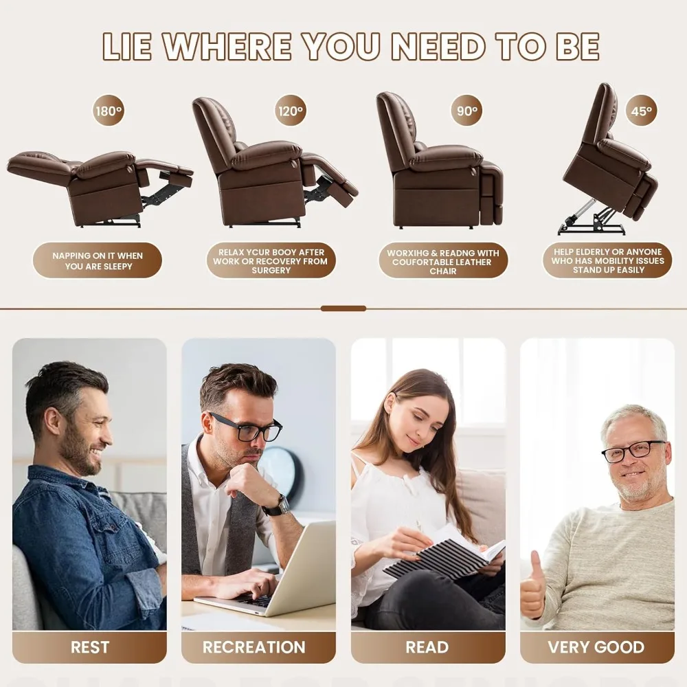 large dual motor power lift recliner chair with massage and heat for elderly people, infinite position,usb ports and remote cont