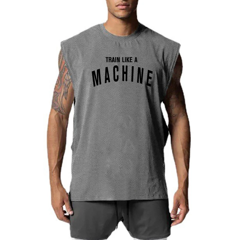 

Summer Mens Bodybuilding Fitness Large Size Mesh Quick-drying Gym Sports Fashion Breathable Round Neck Vest