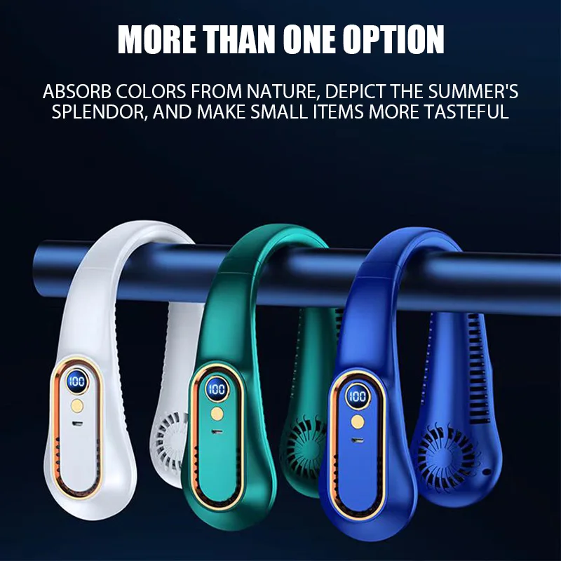 Hanging Neck Fan Digital Display Power Ventilador Bladeless Neckband Fan Portable Mini Air Cooler USB Rechargeable Electric Fans 4