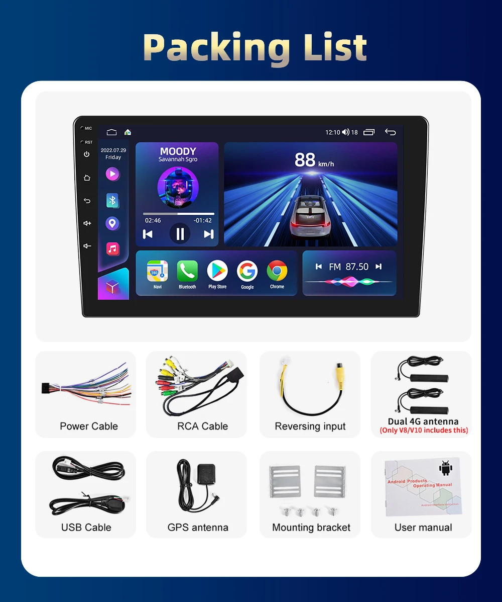 Podofo 2 Din Android 11 79 дюймов Carplay Автомобильный мультимедийный плеер GPS для Volkswagen Nissan Hyundai Kia Toyota Hyundai Ford Renault (art.: 3920c3cb4ce11) - 3920c3cb4ce11