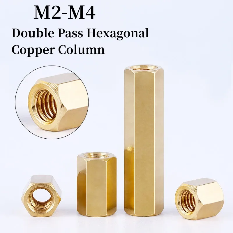 

M2M2.5M3M4Brass Hex Male Female Standoff Board Pillar Double Pass Шестигранная медная основа для материнской платы