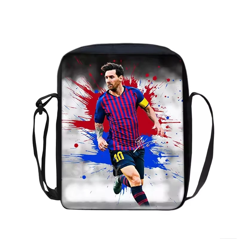 Borsa a tracolla stampata M-Messi, borsa a mano, borsa da scuola per stelle del calcio, borsa porta telefono, borsa sportiva da calcio, borsa per lo shopping, miglior regalo - immagine 5