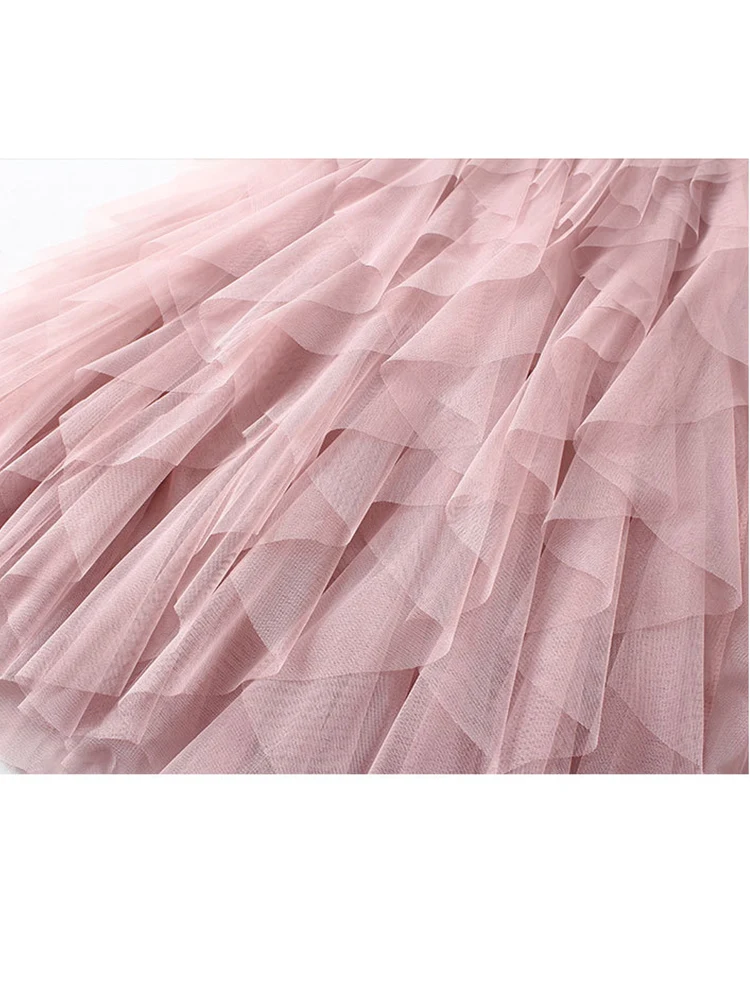 Tutu Tulle Long Maxi Skirt Women Fashion 2022 Korean Cute Pink High Waist Pleated Skirt Mesh Female Lady Aesthetic Faldas 4