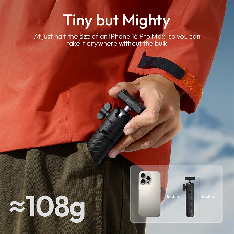 Ulanzi MT66 ClipMate Tripod with Action Connector 3-in-1 Versatility Backpack Clip Selfie Stick Tripod Mode for Camera Vlog Shot