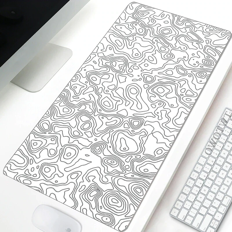 Tapete de Rato Abstrato Preto e Branco para Gamer Tapetes de Mesa Grandes Tapete Antiderrapante do Teclado Tapete Macio do Rato do Escritório - Imagem 6