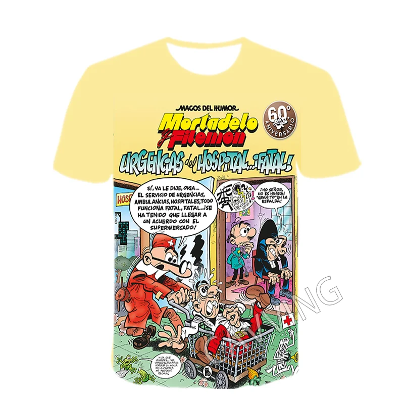 Stylish 3D Print Mortadelo y Filemón Graphic Casual T-Shirts - Unisex Harajuku Hip Hop Tops