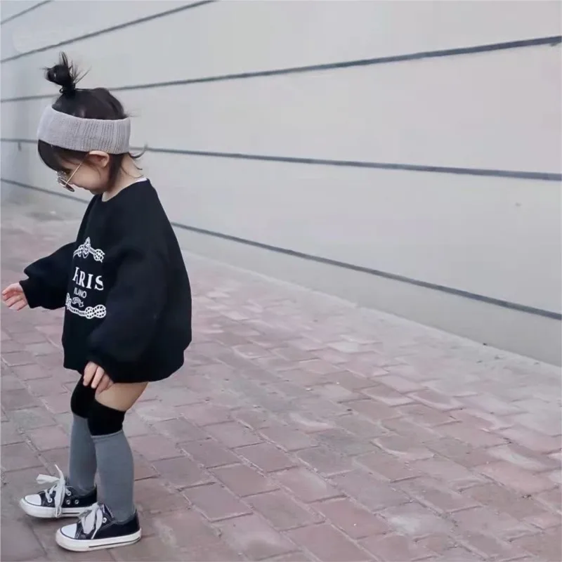 Fashion Children Hoodie Infant Toddler Baby Girl Boy Sweatshirt Fleece Casual Letter Print Top Outfit 1-10Y