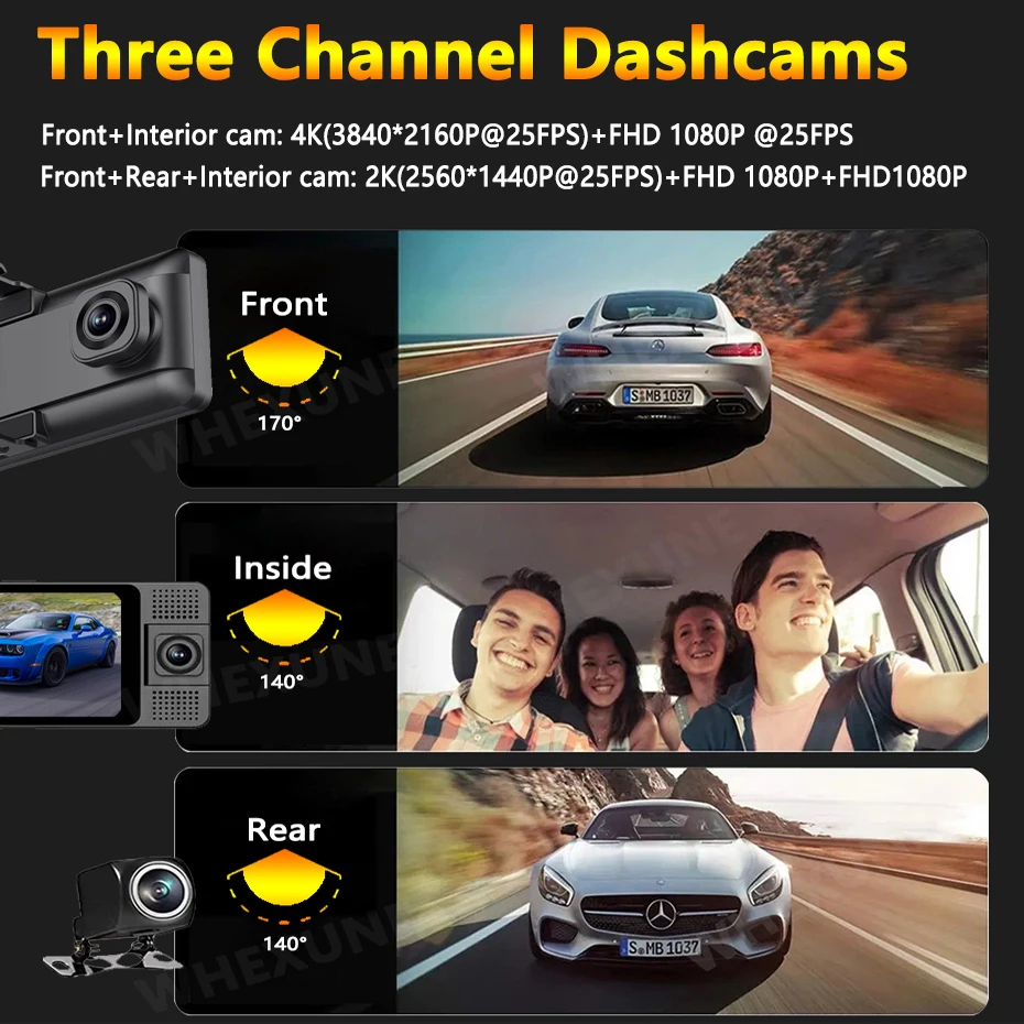  DVR 4K UHD 3 ī޶,  ĳ ĸ ķ, GPS Ʈ  ̷, 5G , 24 ð  , 2160P ķ, 11.26 ġ
