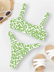 Orange Leopard Print Push - Up Micro Bikini with Cut - Out Design - M (Green 7)