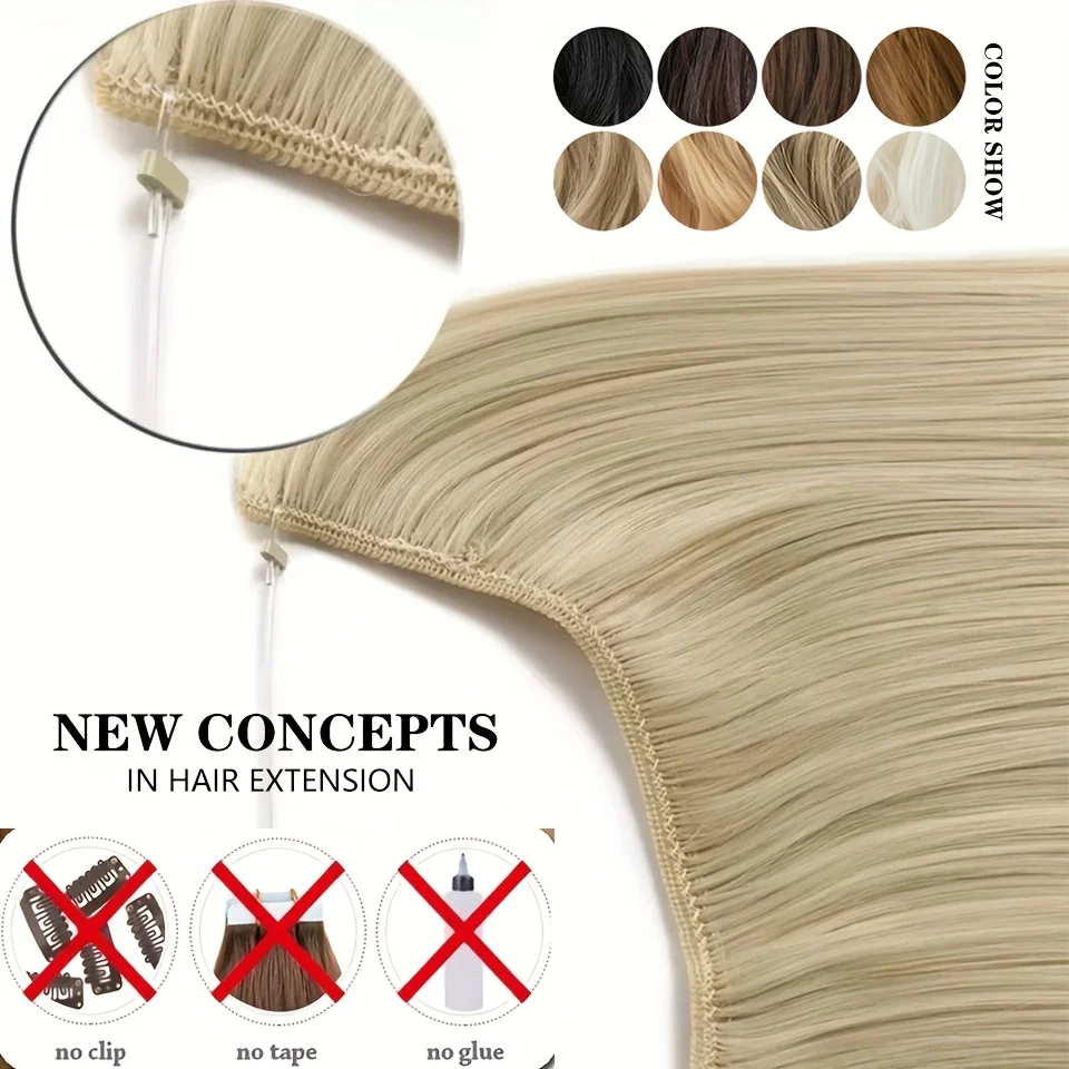 Synthetic Blonde Black Mixed Color Hair Extension For Women
