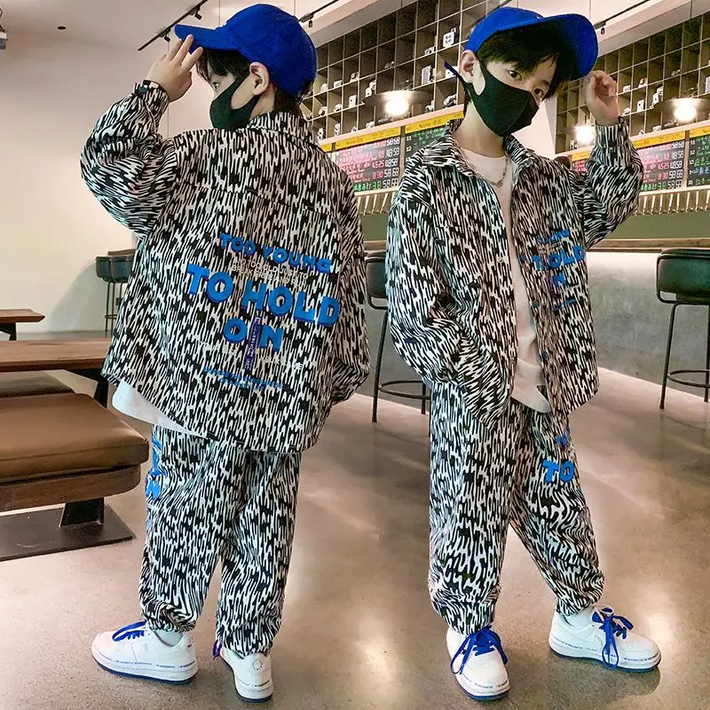 

2023 New Cool Spring Autumn Children's Clothes Set Baby Boys Coat + Pants 2pcs/Set Kids Fashion Costume Teenage Boys Clothing