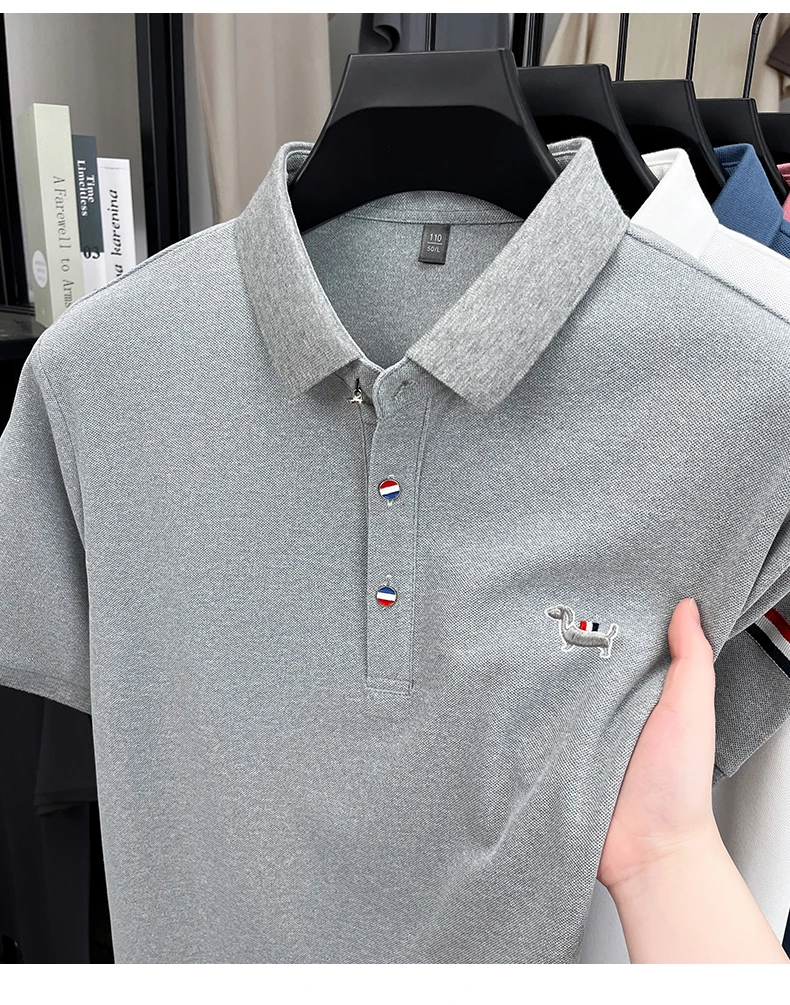 Fashion puppy embroidery men's short sleeve polo shirt luxury brand striped decoration summer breathable business casual T-shirt 36 Se5f4fcebc8564492b94a334f8c4fb92cg