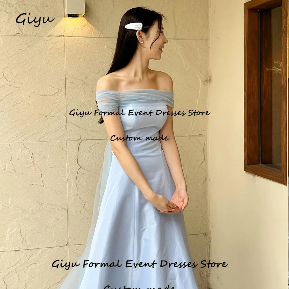 

Giyu Simple Draped Korea Wedding Dress Photo Shoot A-line With Tulle Shawl Floor-Length Evening Gown Dress Birthday Party Dress