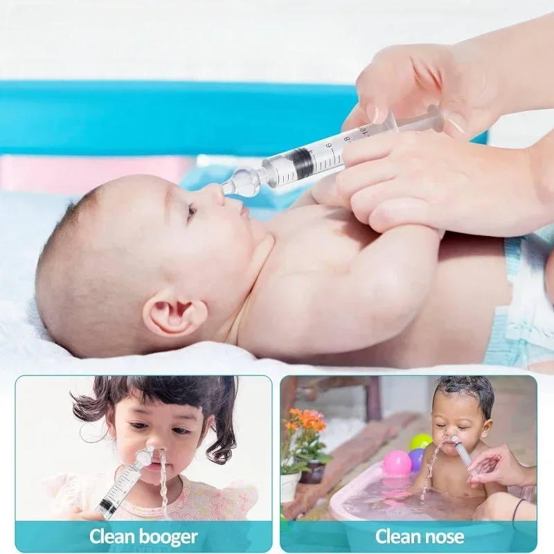 Baby Nose Cleaner with Cleaning Brush & Tweezer Needle Tube Baby Nasal Aspirator Children Syringe Nasal Irrigator Nose Wash Tool