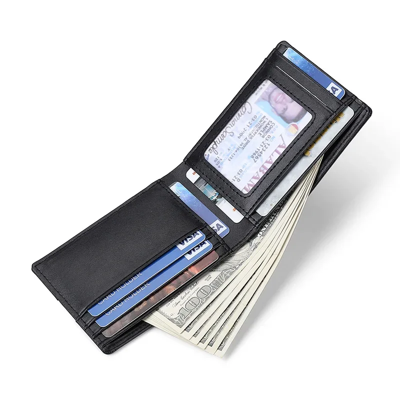 New Airtag Wallet Luxury Genuine Leather ID Credit Card Holder RFID Blocking Slim Anti-lost Business Men Folding Purse 2