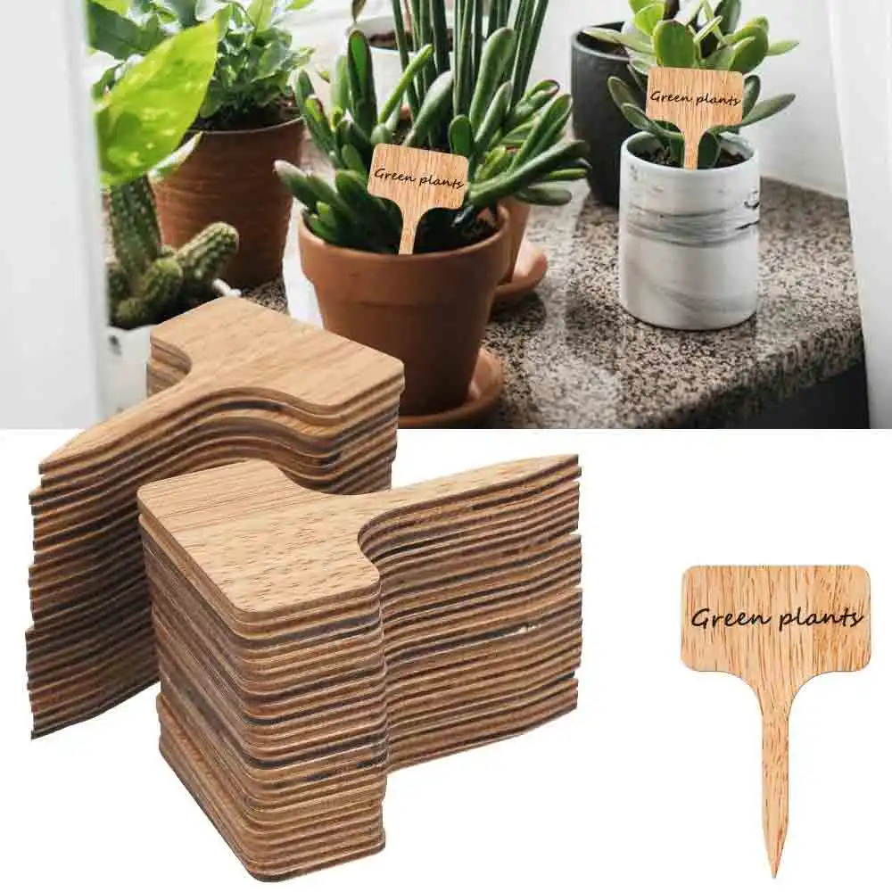 Bamboo Plant Labels 10/20/30PCS T-Type Bamboo Plant Labels Eco-Friendly Wooden Plant Sign Tags Garden Markers for Bonsai Seed Potted Herbs Flowers