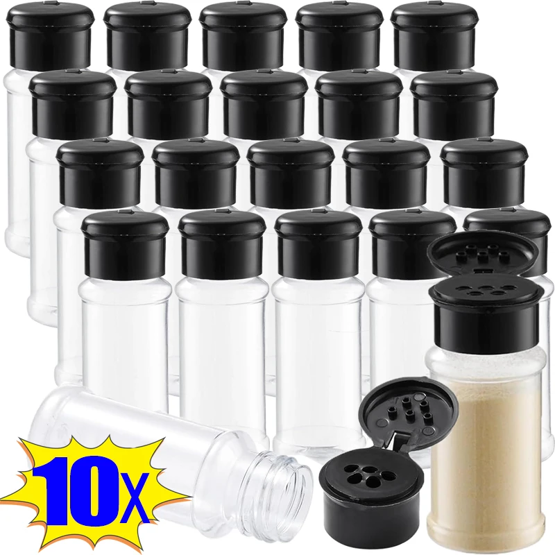 Clear Seasoning Jars Salt Pepper Shaker Bottles Spices Storage Jar Kitchen Condiment Dispenser Container Kitchen Organizer 100ML