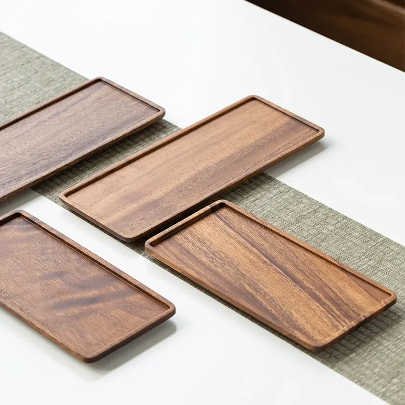 Wooden Serving Tray Natural Wooden Tray Rectangular Plate Fruit Snacks Food Storage Trays Hotel Home Serving Tray