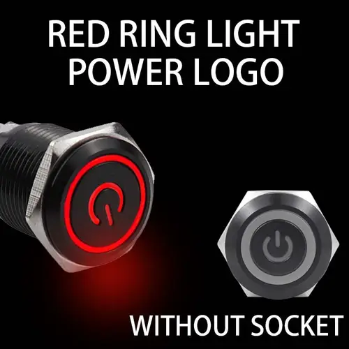 12/16/19/22mm Black shell Push Button Switch Metal Waterproof Latching Momentary LED Light Car Engine Power Switch Blue Red HUSA - Image 12