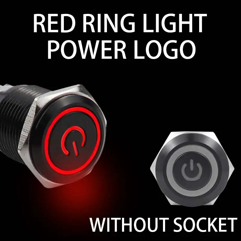 12/16/19/22mm Black shell Push Button Switch Metal Waterproof Latching Momentary LED Light Car Engine Power Switch Blue Red HUSA - Image 12