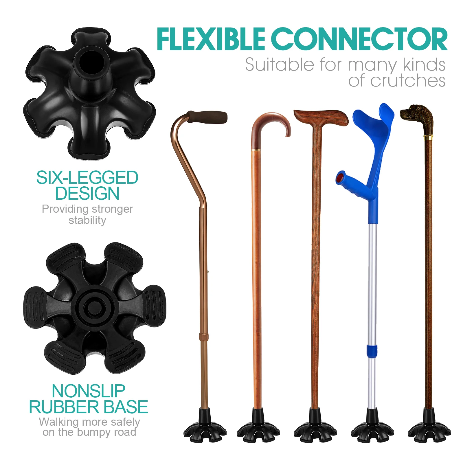 Protective Cover Walking -legged Crutch Pad Cane Accessory Rubber Accesories 4
